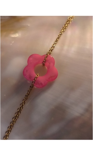 Bracelet fleur rose fushia