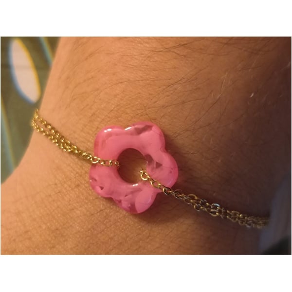 Bracelet fleur rose fushia