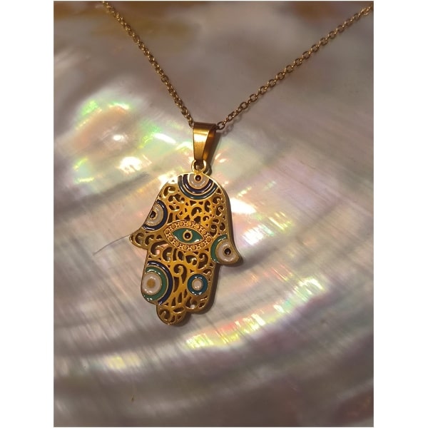 Collier main oeil bleu