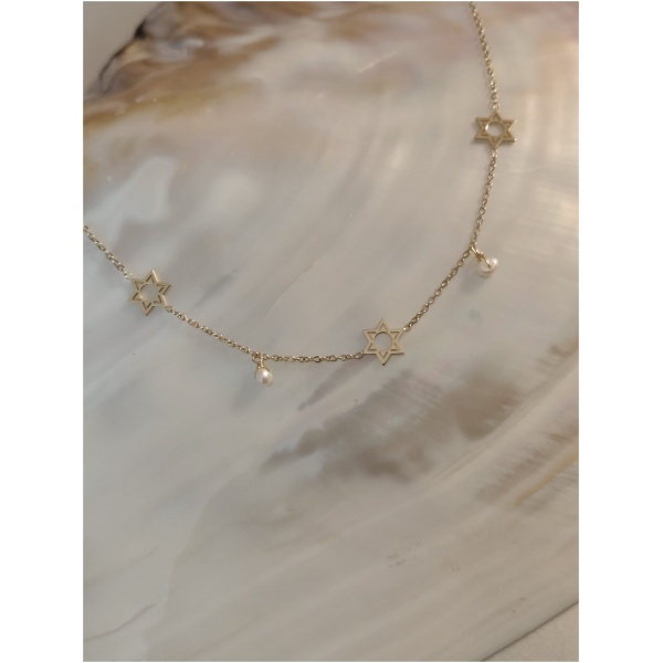 Collier multi maguen avec perle