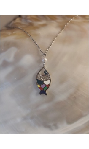 Collier multi couleur poisson