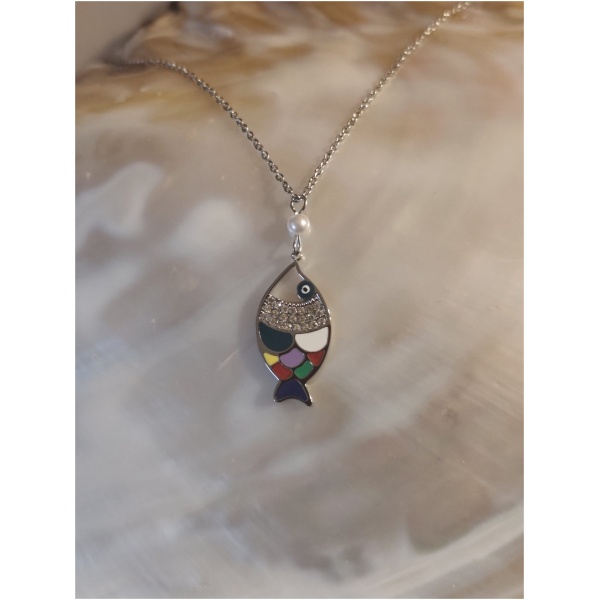 Collier multi couleur poisson
