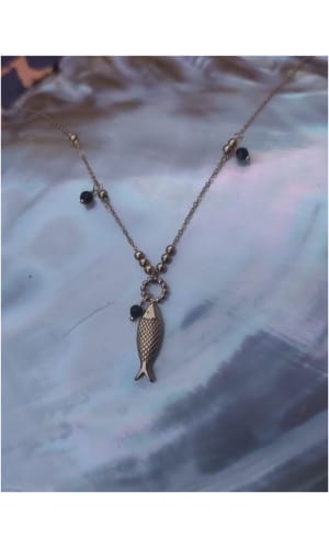 Collier Poisson perle noir