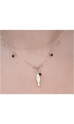 Collier Poisson perle noir