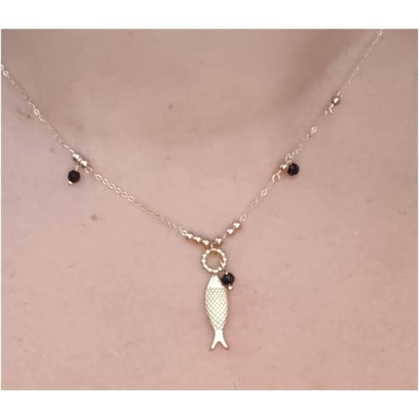 Collier Poisson perle noir