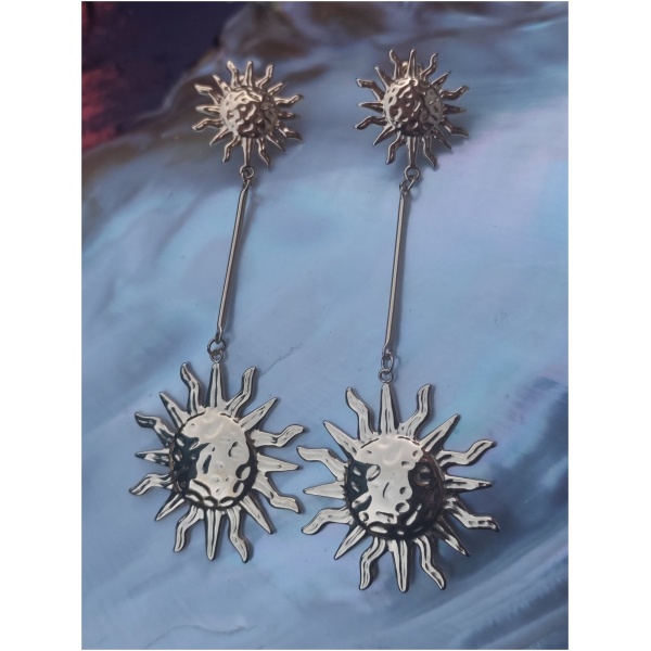 Boucle d'oreille soleil longue