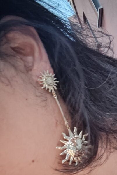 Boucle d'oreille soleil longue
