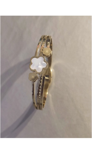 Bracelet jonc fleur nacré