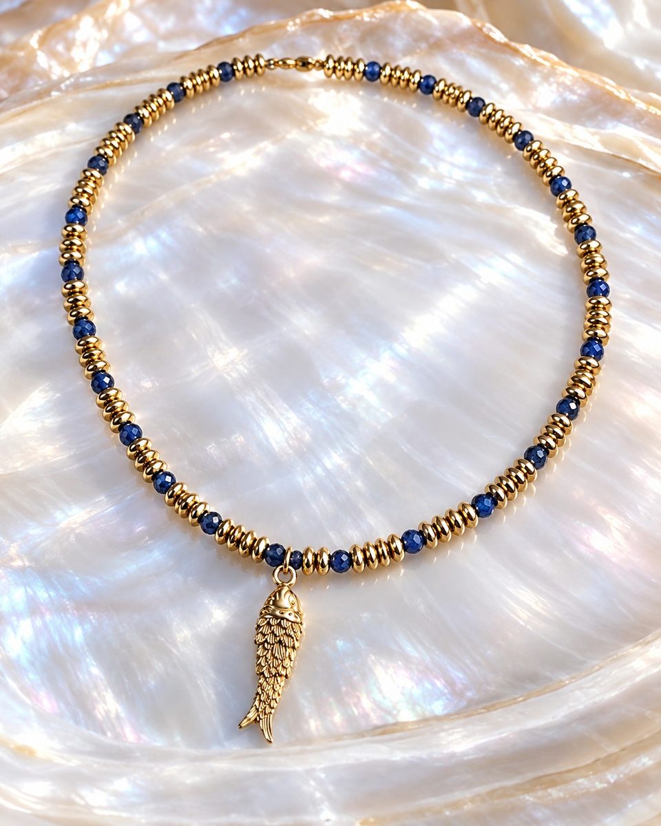 Collier poisson perle Tali — Or