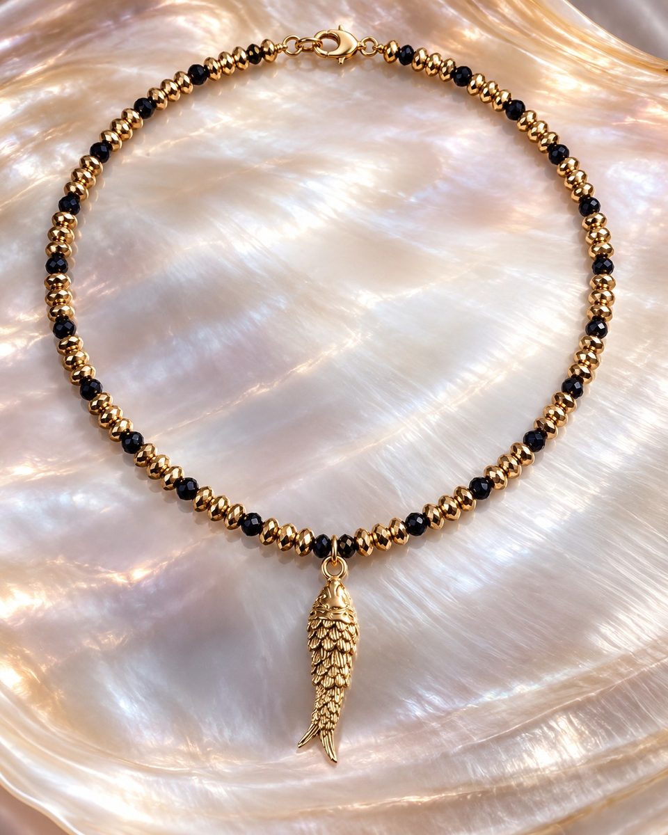 Collier poisson perle Tali — Or