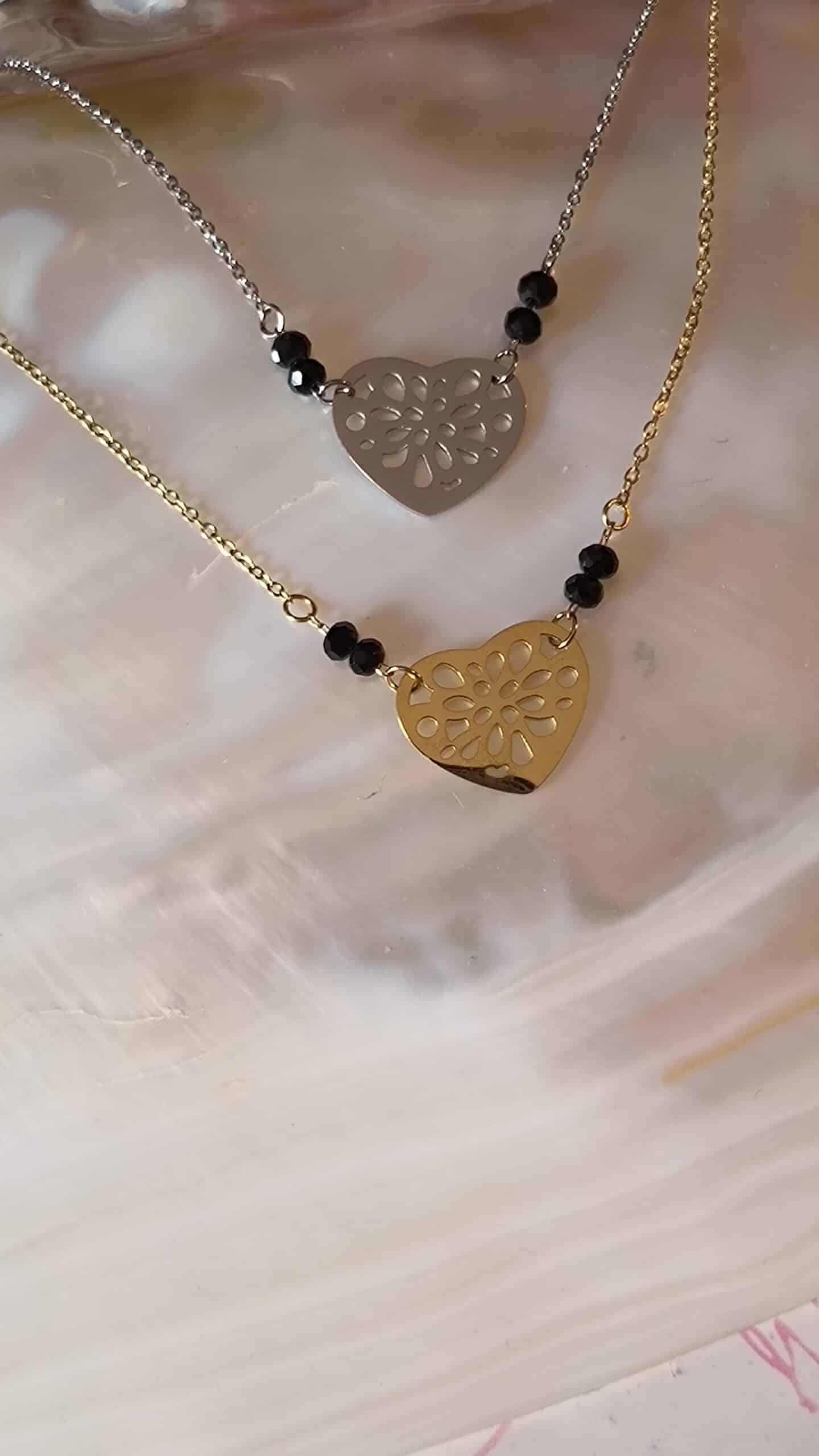 Collier coeur perle