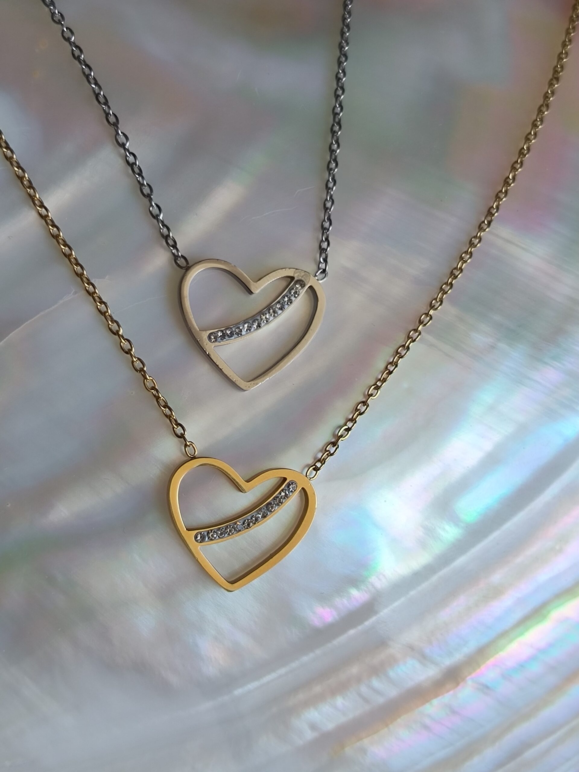 Collier coeur trait diam's