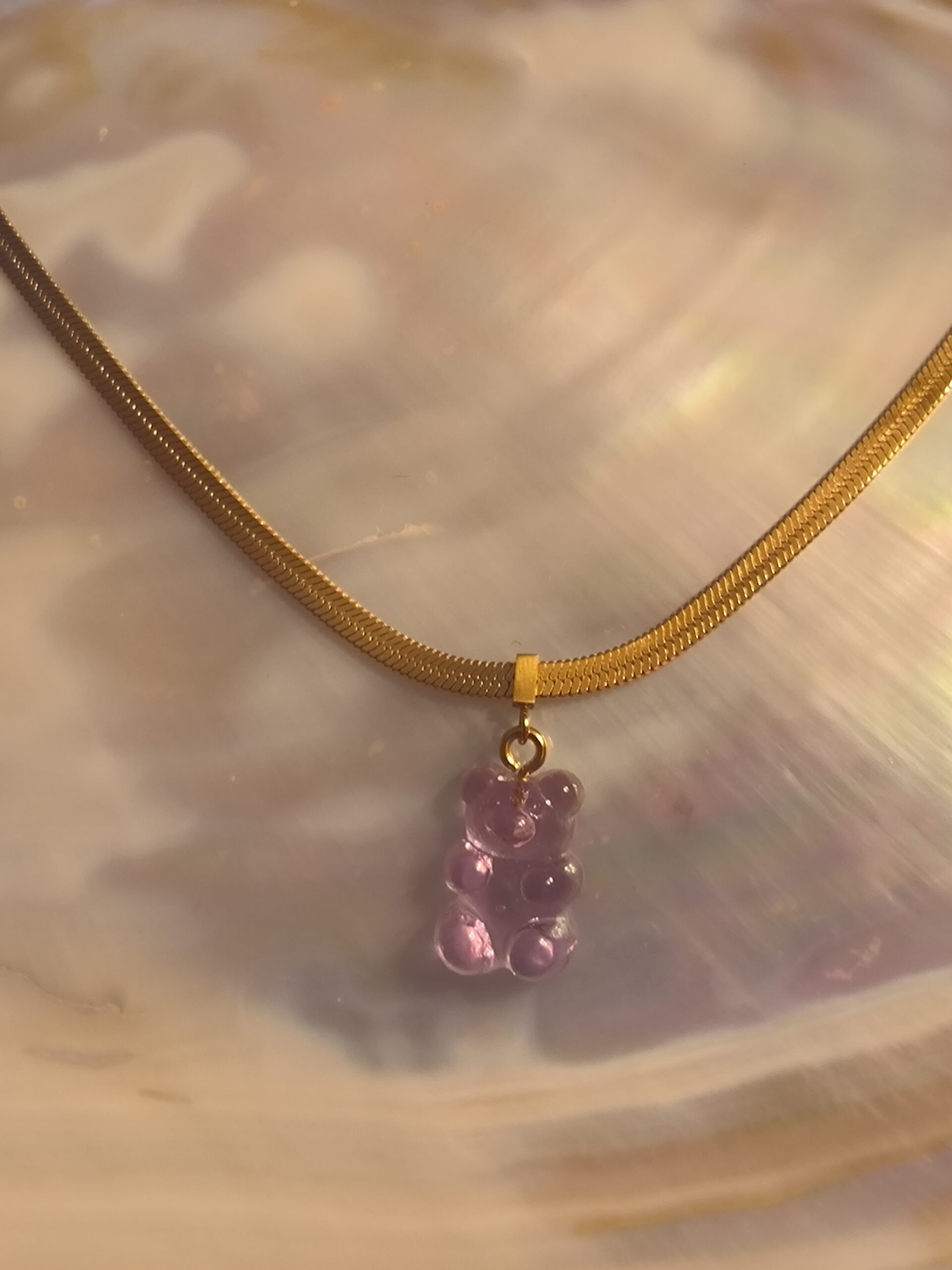Collier chaine plate nounours
