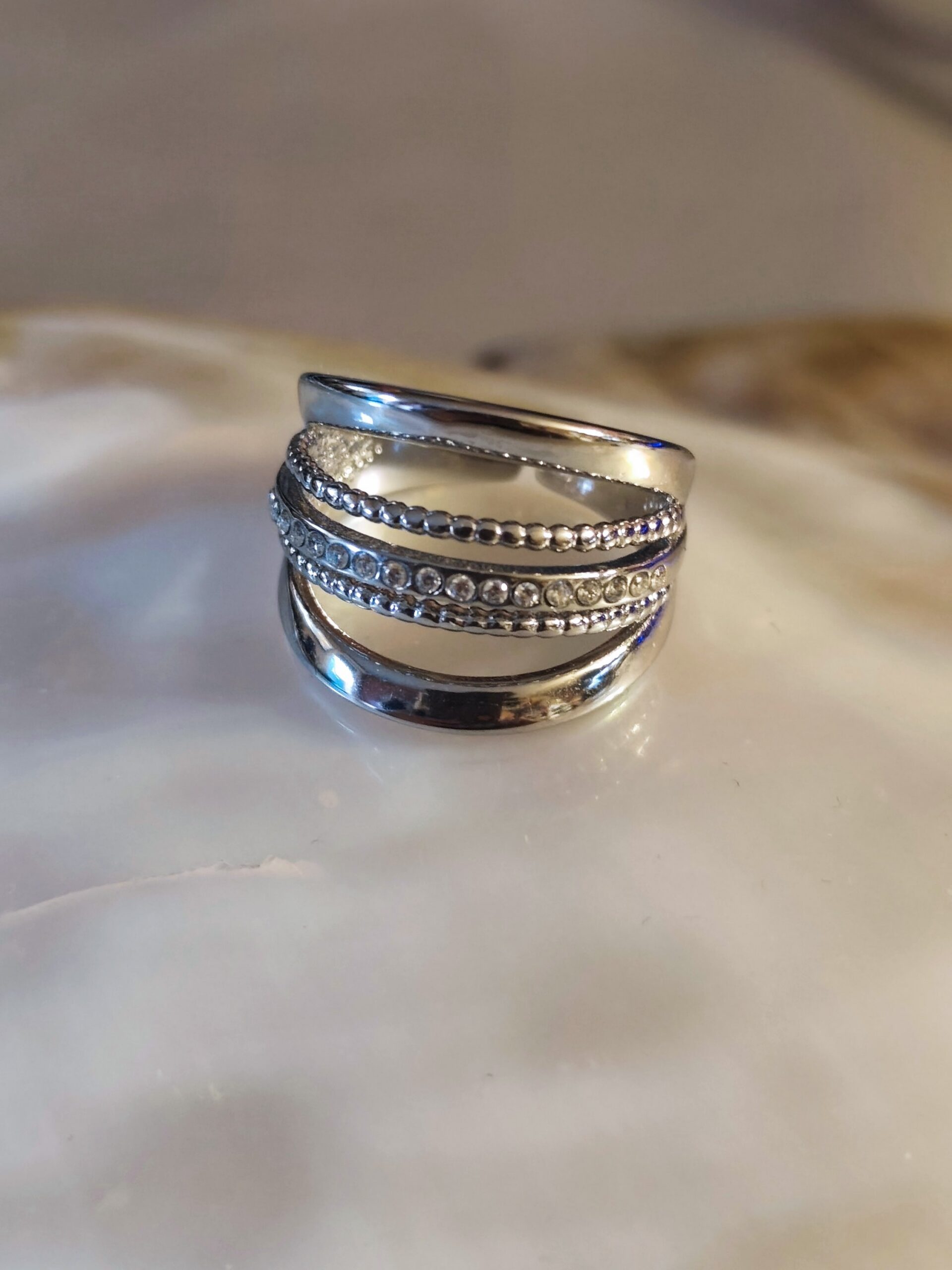 Bague ligne zirco