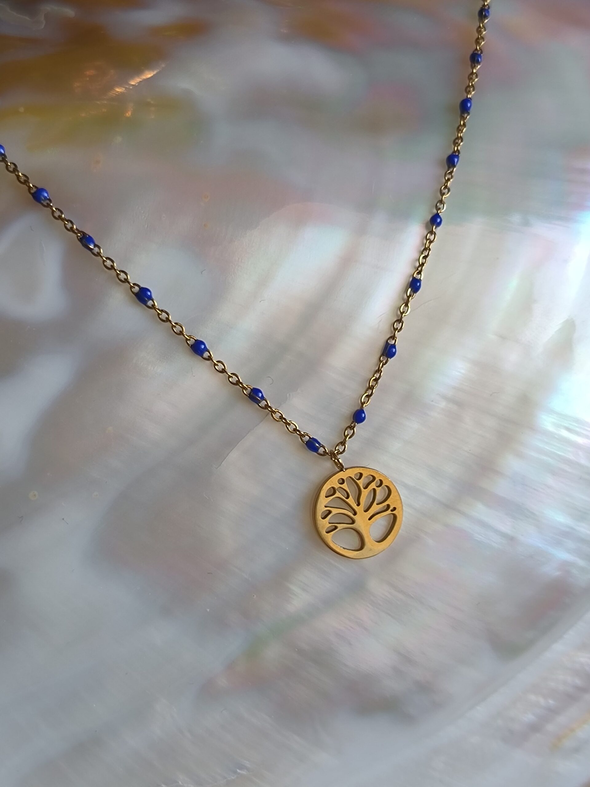 Collier perlé arbre de vie