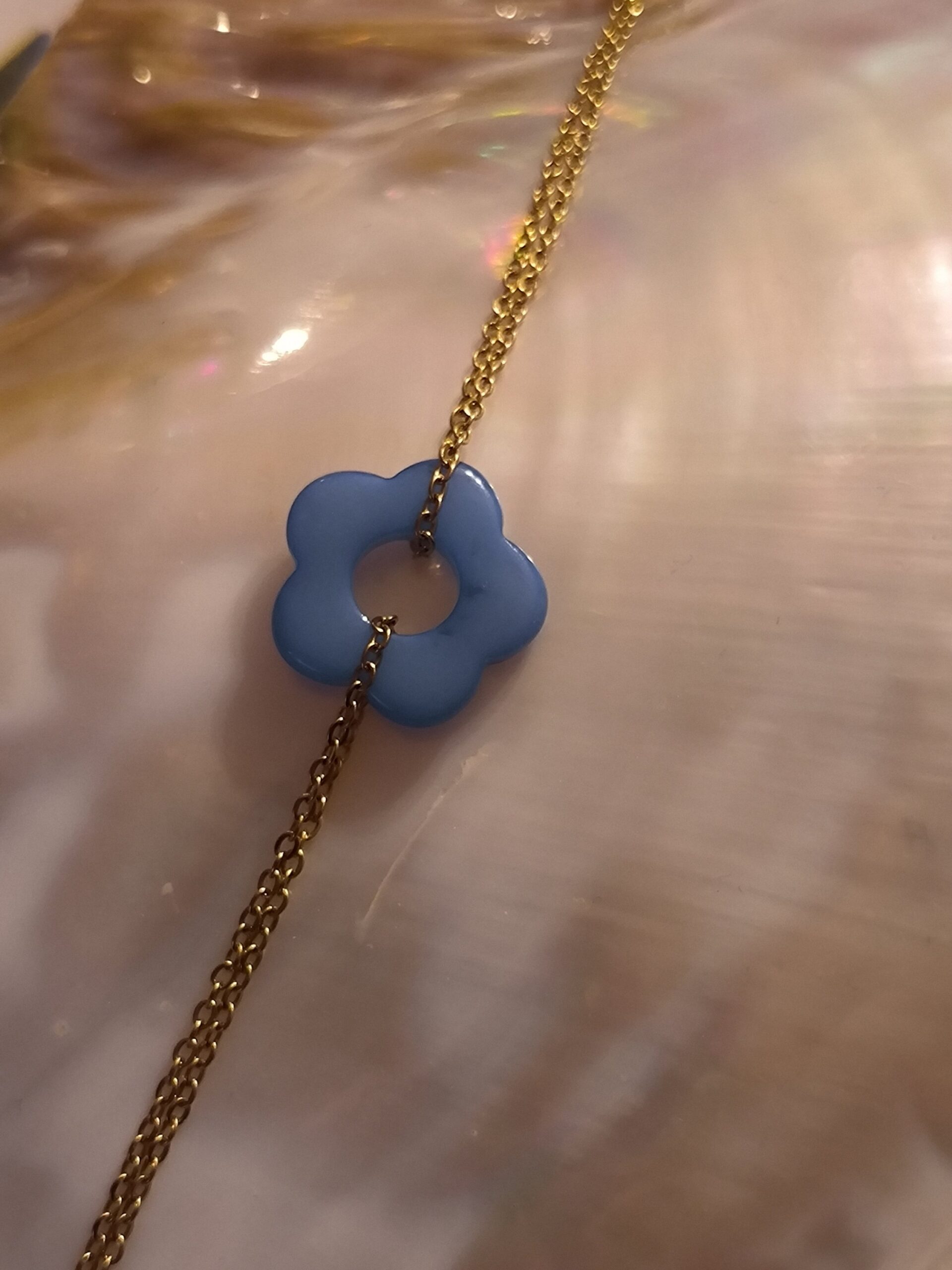 Bracelet fleur bleu