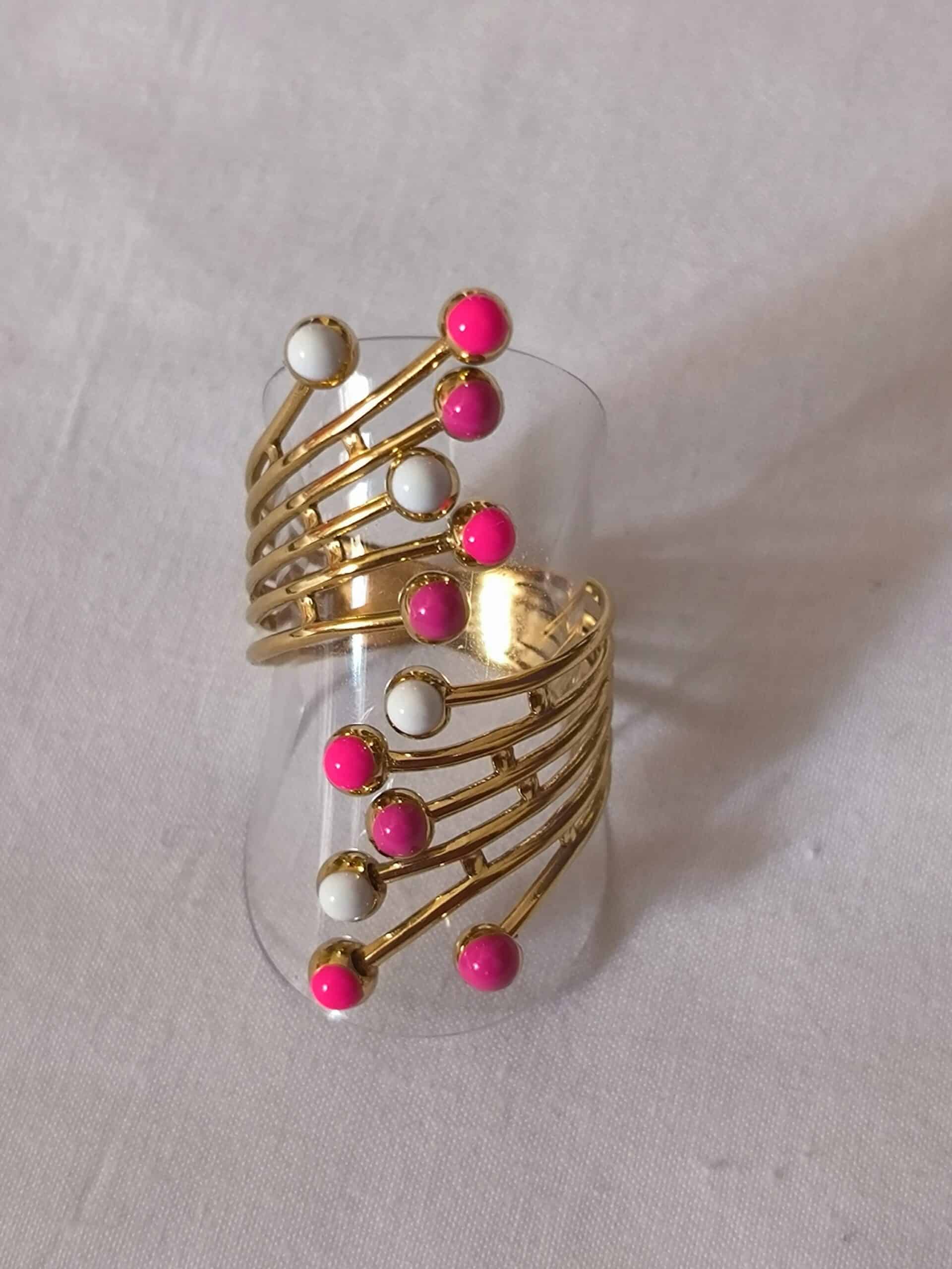 Bague multi pepite rose