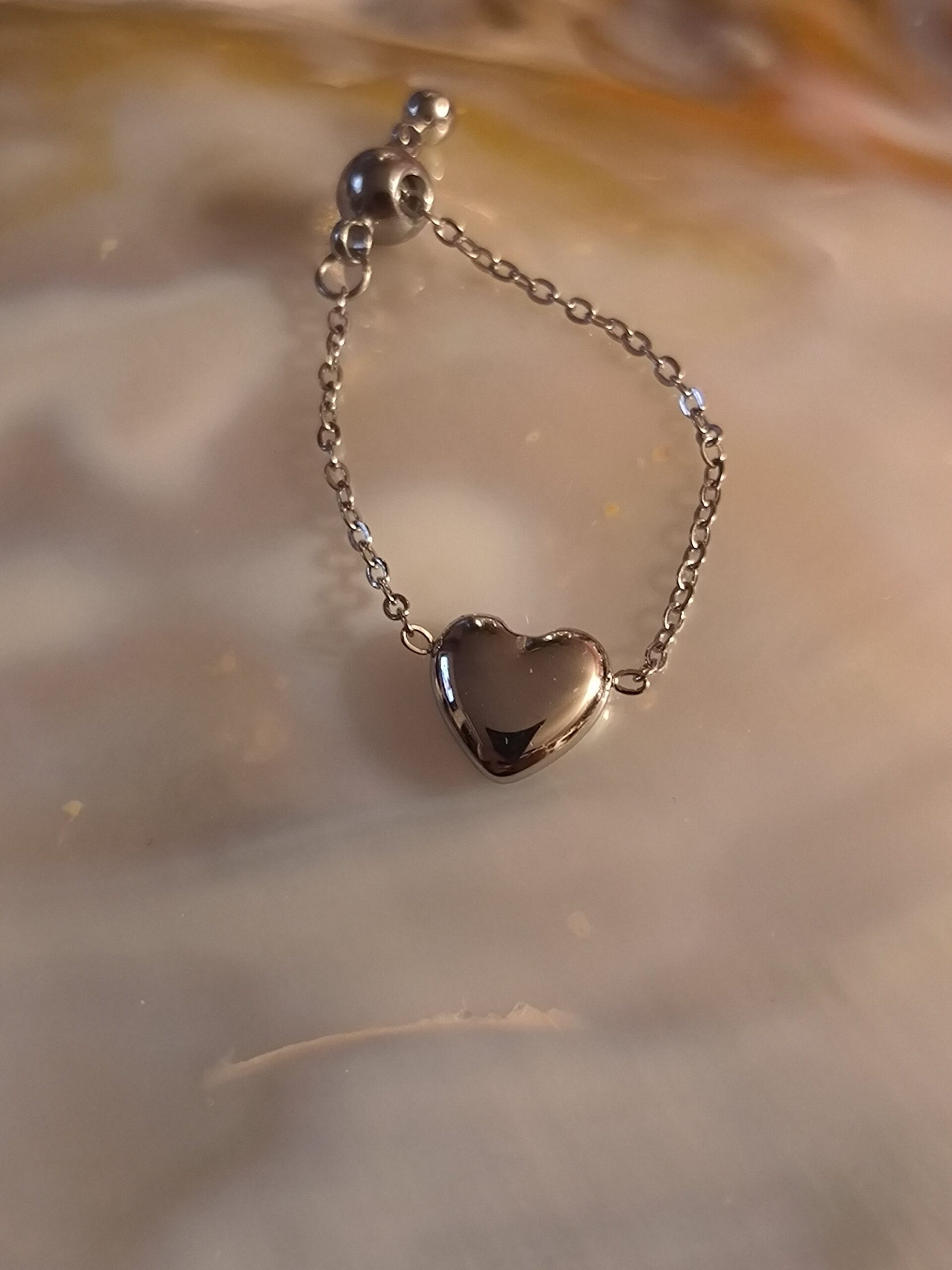 Bague chaîne coeur