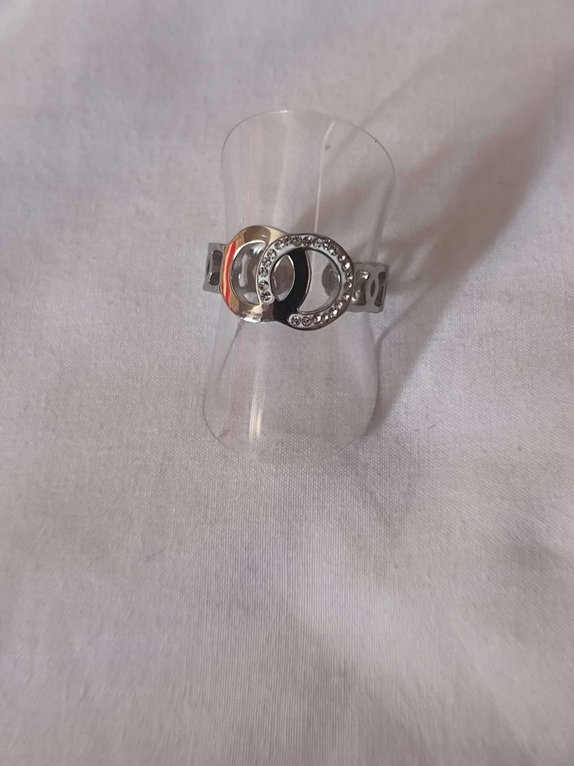Bague double cercle argenté