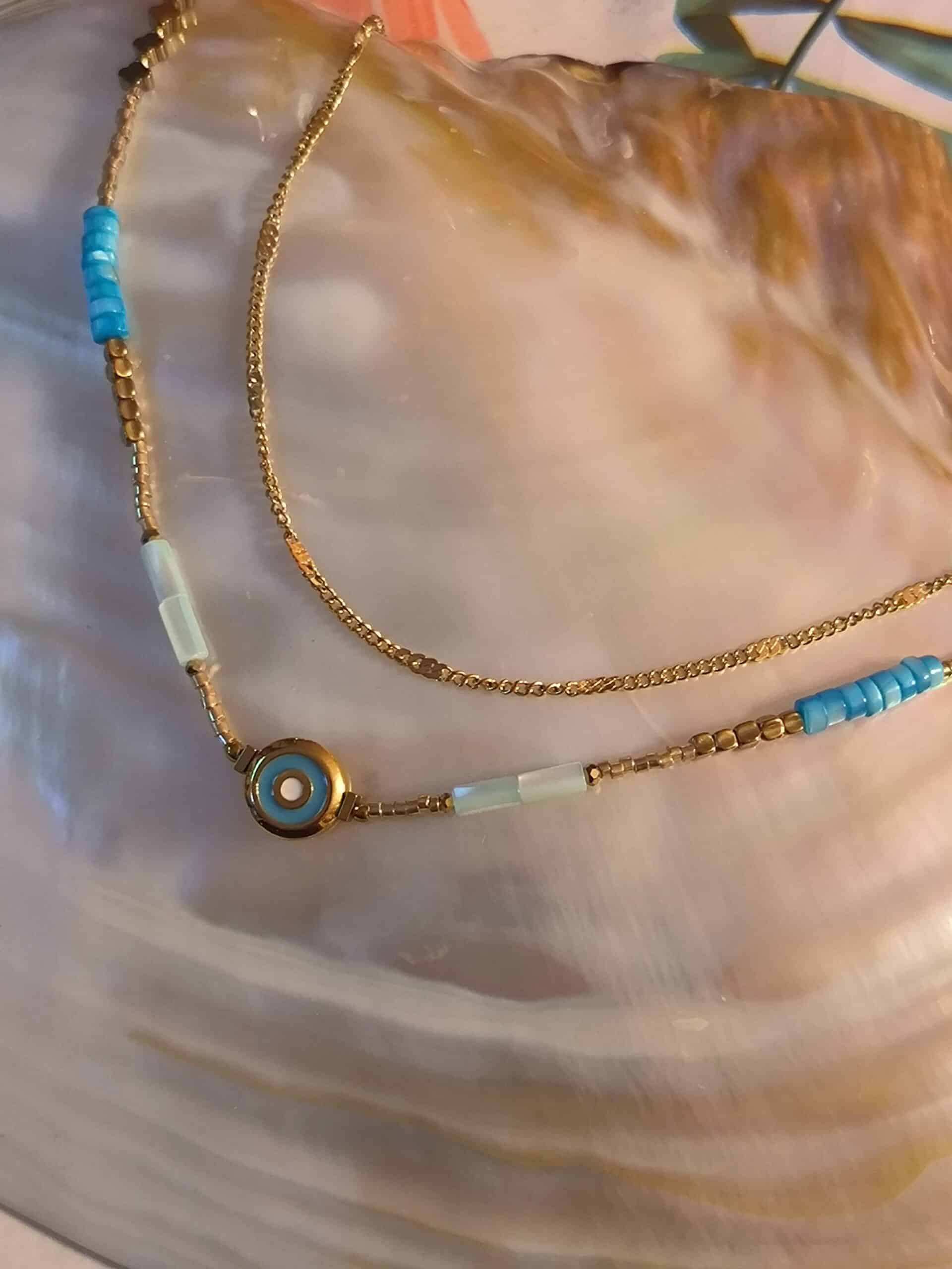 Collier double chaine oeil