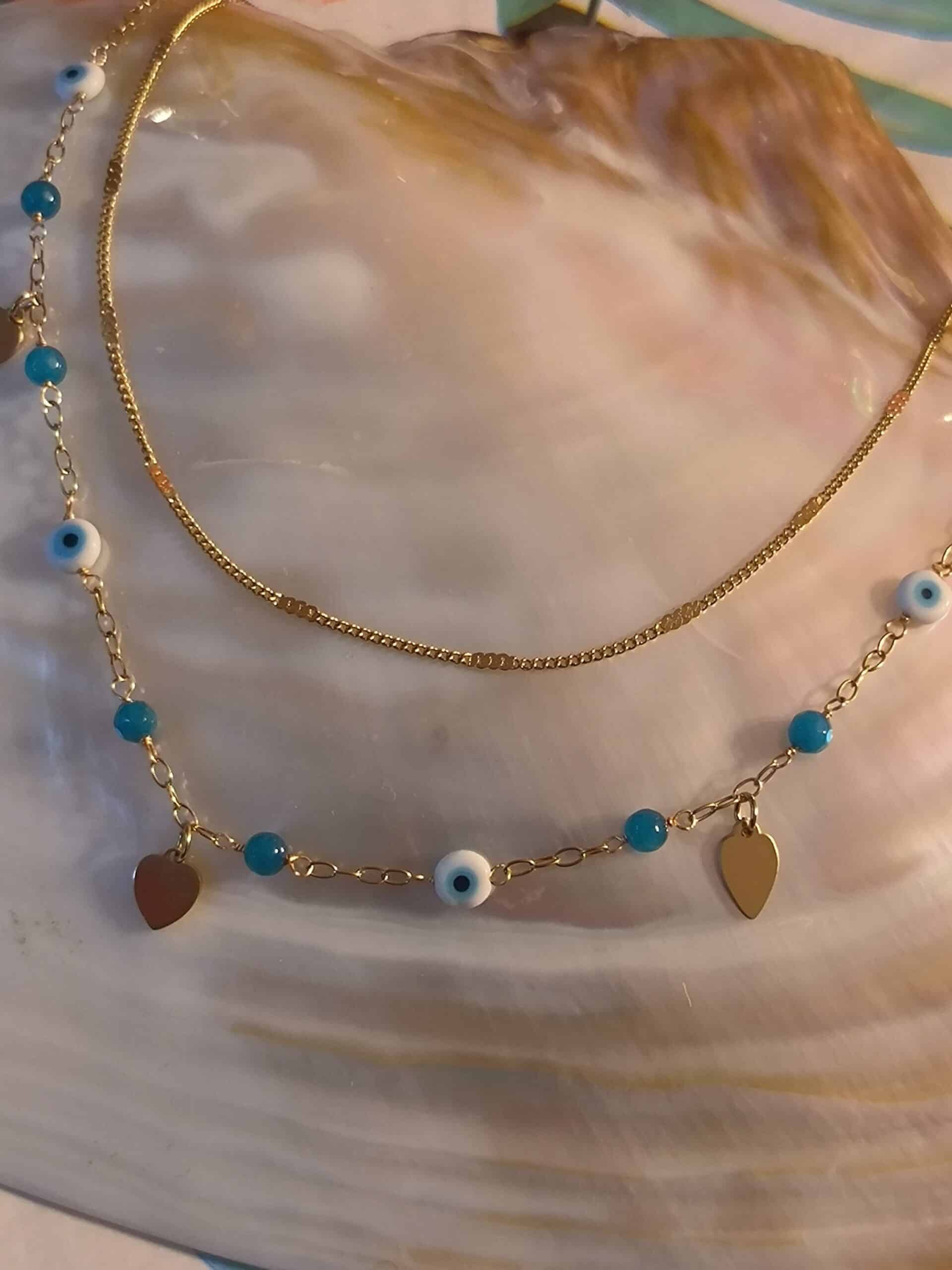 Collier double chaine multi oeil